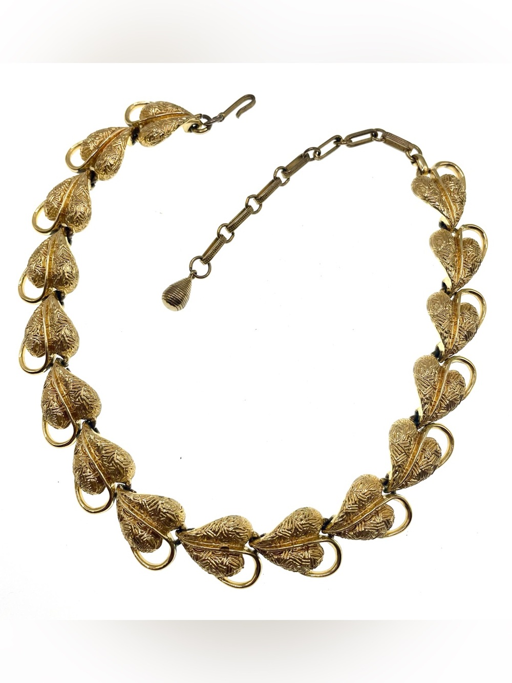 Vintage Signed CORO Textured Gold Tone Articulated Choker Necklace 1960s